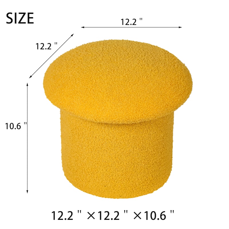 Adeco Mushroom Ottoman Teddy Velvet Foot Stool