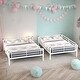 preview thumbnail 1 of 11, Full XL Over Queen Metal Bunk Bed with Guardrails and Ladder White