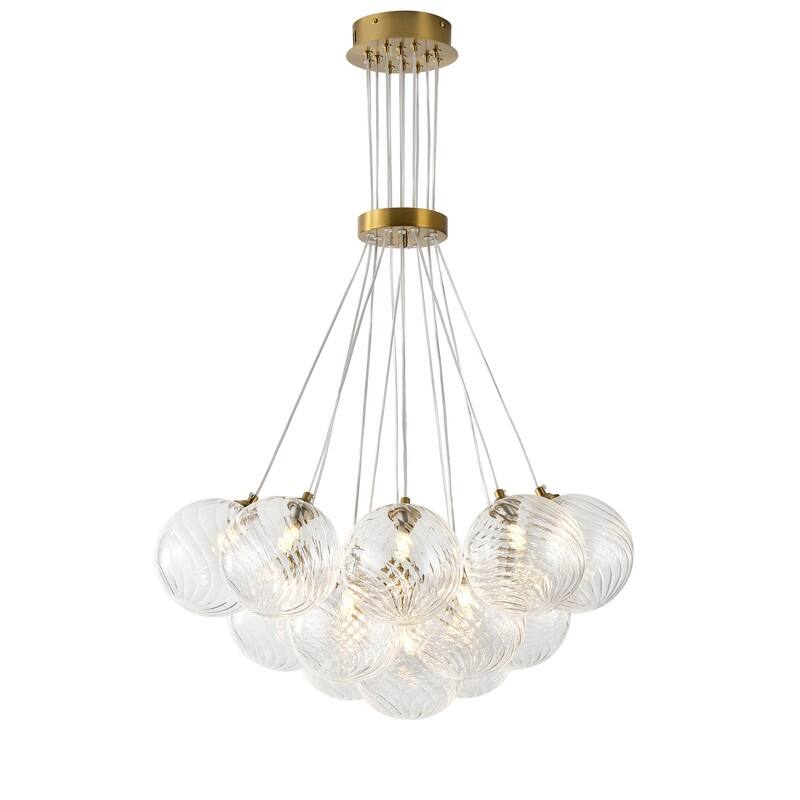 Modern 13‑Light Textured Glass Globe Chandelier - N/A