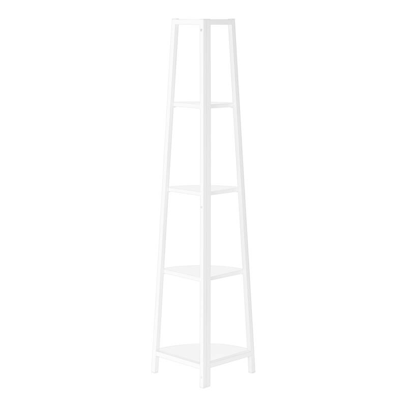 Bookshelf, Bookcase, Etagere, Corner, 4 Tier, 60"h, Office, Bedroom, Laminate, Metal, Contemporary, Modern