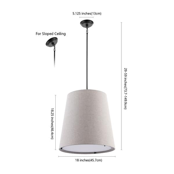 dimension image slide 1 of 3, Oria 18" 1-Light Farmhouse Bohemian Iron LED Pendant, Oil Rubbed Bronze/Beige by JONATHAN Y