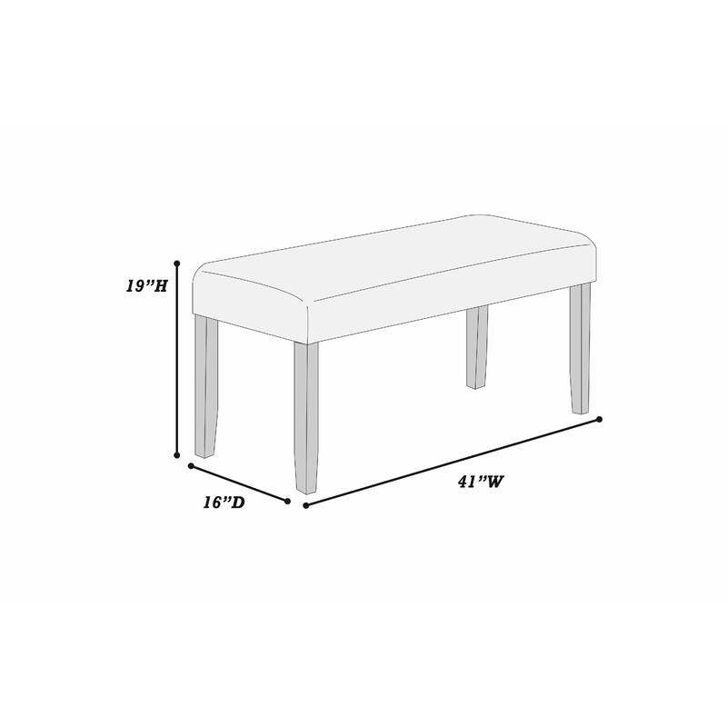 Arun Dining Bench, 41 Inch Charcoal Gray Fabric, Black Rubberwood