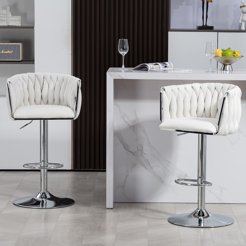 26'' Counter Height Bar Stools Velvet Kitchen Island Counter Bar Stool With Hand- Wave Back