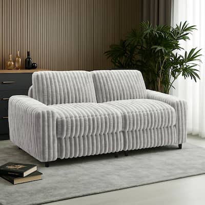 Veyron Furry Channel Fabric Down-filled Loveseat by iNSPIRE Q Modern