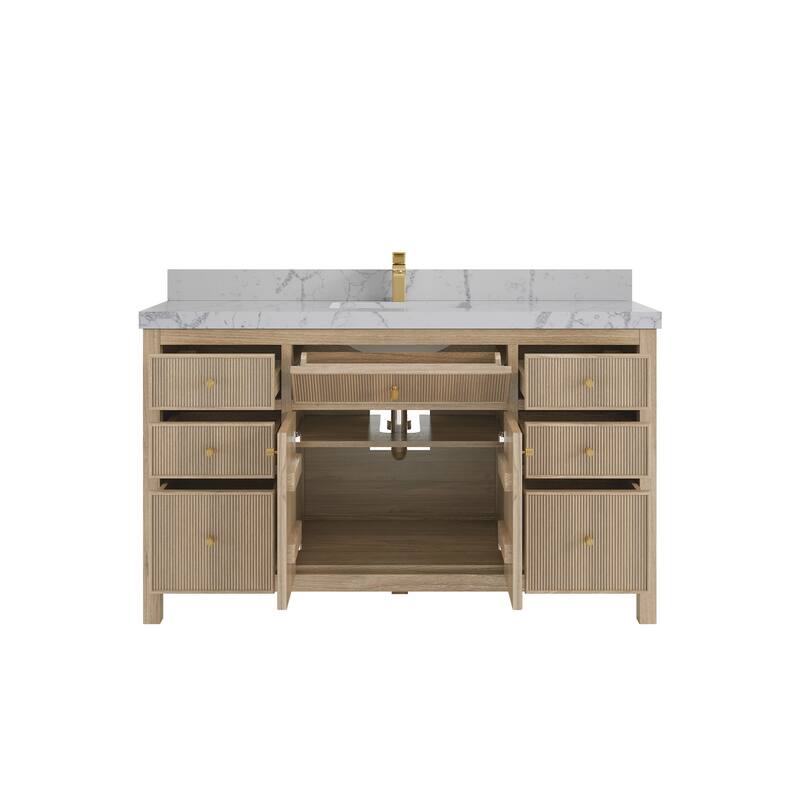 Willow Collections 60 in. W x 22 in. D Sonoma Teak Wood Single Sink Bathroom Vanity with Countertop