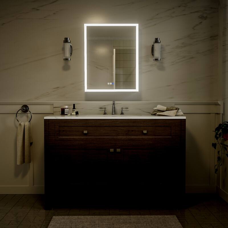 Modland 24"-30"W x 30"H LED Bathroom Medicine Cabinet with Mirror Anti-Fog,Surface or Recessed Mount