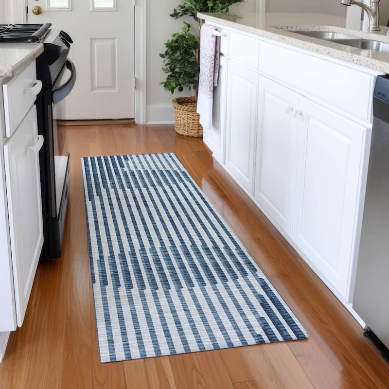 Premium Washable Super Soft Modern Allure Mayfield Rug - Blue - 2'3" x 7'6"