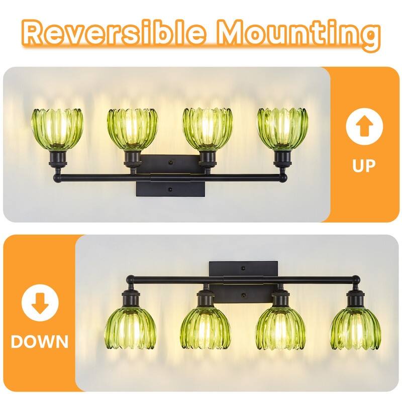 Modern Vintage Bathroom Vanity Light - Patterned Glass Shade E26 Bulb Base