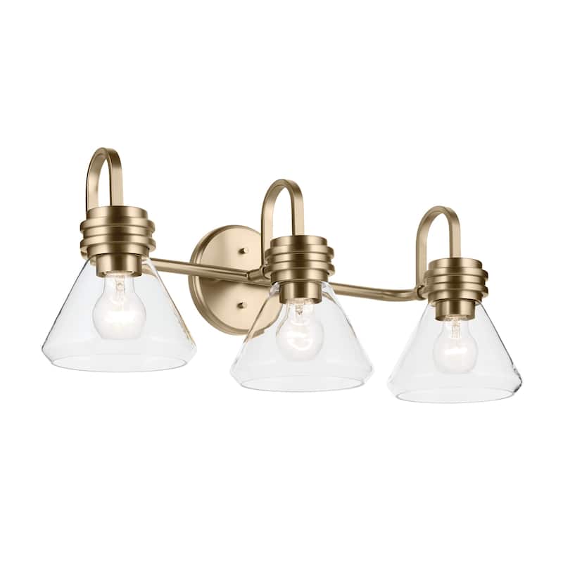 Kichler Lighting Farum 26" 3-Light Vanity Light with Clear Glass in Champagne Bronze