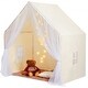 preview thumbnail 1 of 10, Yurt Style Kids Tent with Floor Mat and Light for Toddlers - 52 x 36.2 x 60.2 in Beige