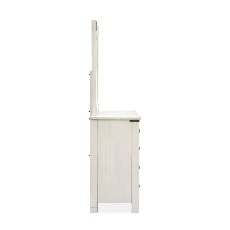Magnussen Home Chesters Mill Alabaster Drawer Dresser with Portrait Mirror