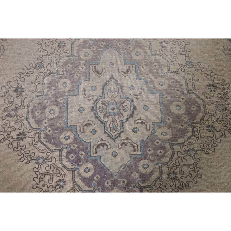 Vintage Distressed Muted Tabriz Persian Rug Handmade Wool Carpet - 6'6" x 9'7"
