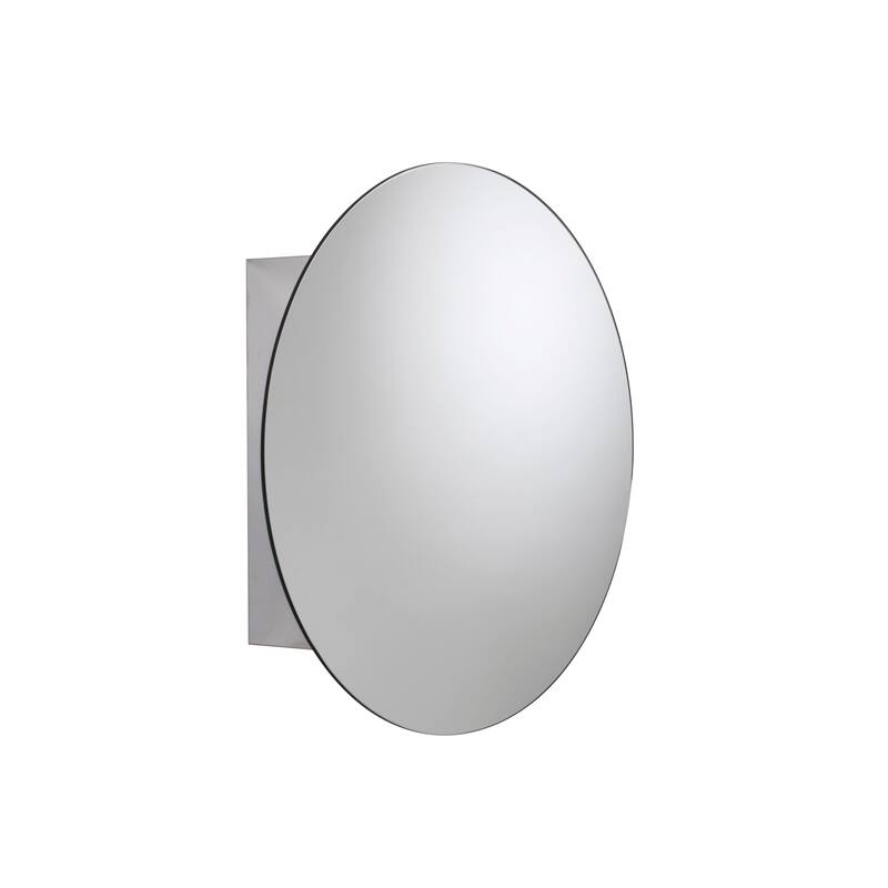 Croydex Severn Round Bathroom Medicine Cabinet with Mirrored Door, Fully Assembled - 19.68 x 19.68