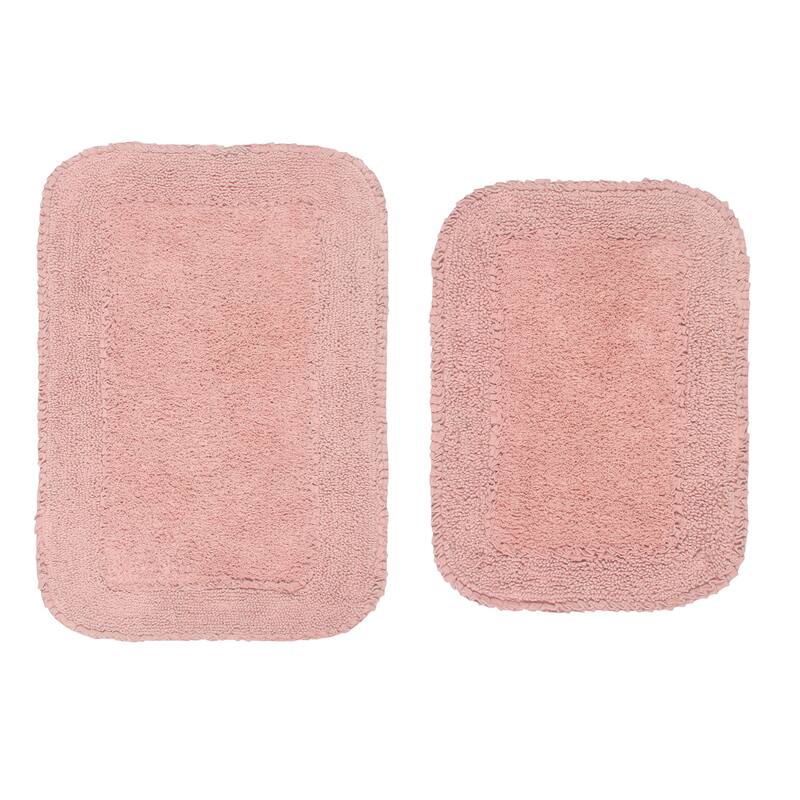 Radiant Collection Absorbent Cotton 2 Piece Set Machine Washable Bath Rug