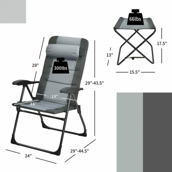 Set of 2 Patiojoy Patio Folding Dining Chair with Ottoman Set Recliner ...