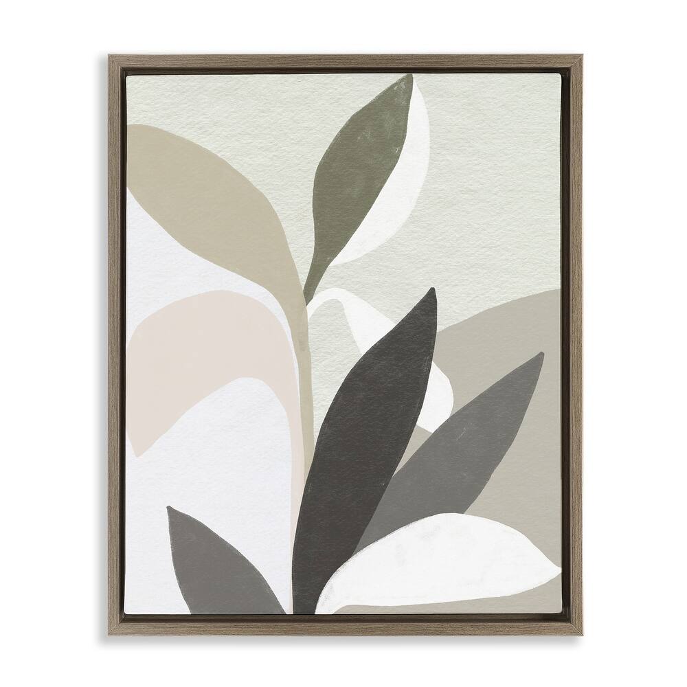Stupell Organic Soft Leaf Shapes Framed Floater Canvas Wall Art Design By June Erica Vess