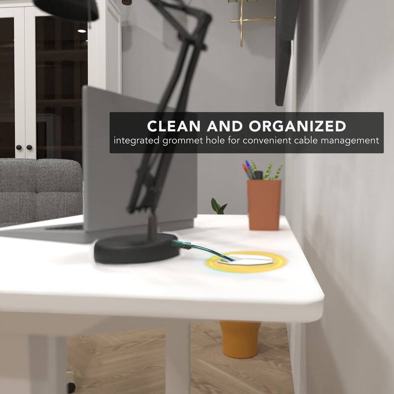 Mount-It! 48"W Electric Rectangular Adjustable Standing Desk, White (MI-8037)