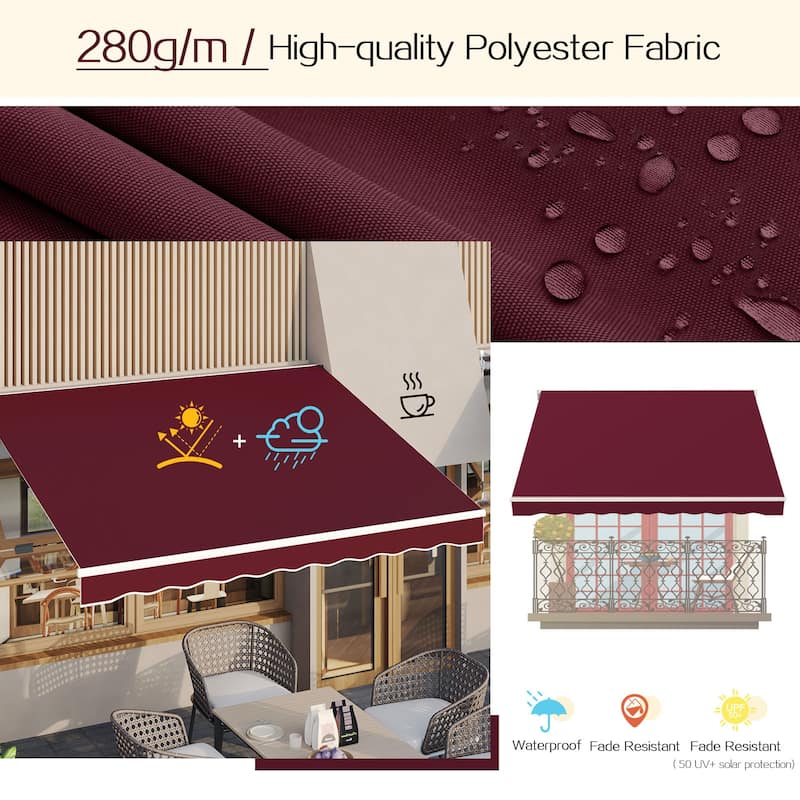 AECOJOY Manual Retractable Patio Awning Outdoor Sunshade Shelter (Cover Only)