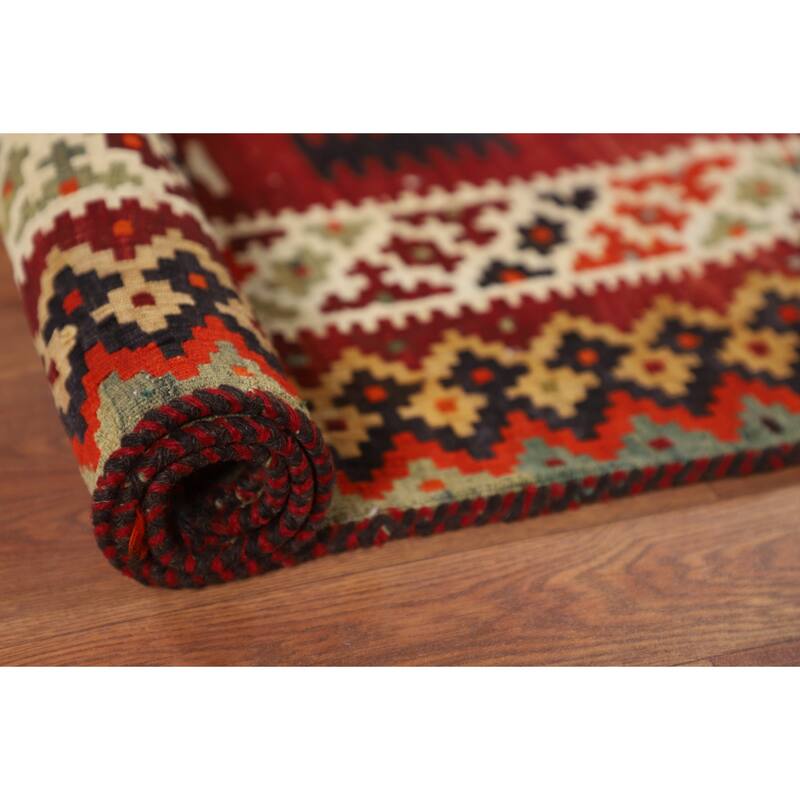 Tribal Kilim Qashqai Persian Vintage Area Rug Hand-Woven Wool Carpet - 4'10"x 7'10"