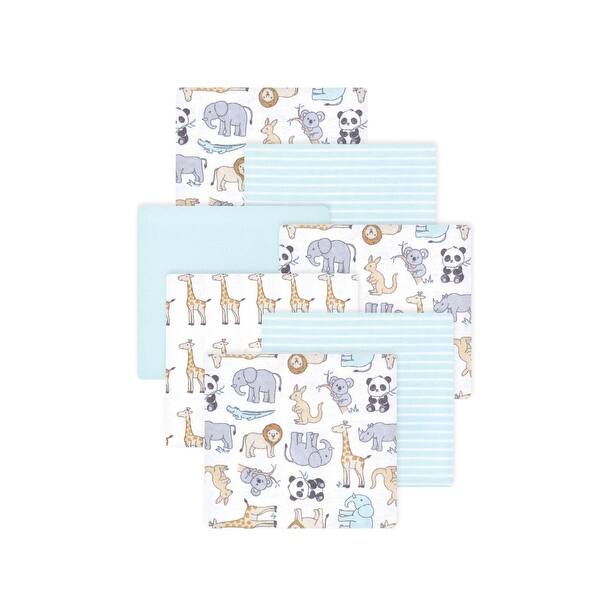slide 1 of 1, Little Treasure Hudson Baby Cotton Poly Flannel Receiving Blankets Multipack, Blue Kangaroo, 30x30 inches 30x30 inches - Blue Kangaroo