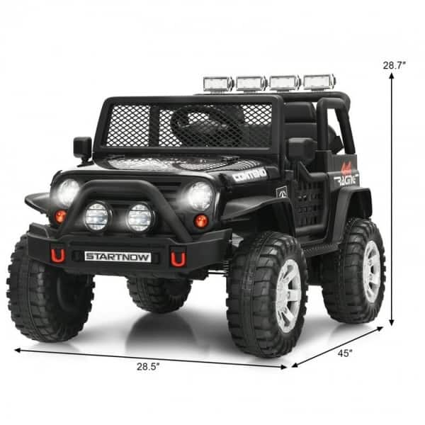dimension image slide 3 of 4, 12V Kids Remote Control Electric Ride On Truck Car with Lights and Music - 45" x 28.5" x 28.7" (L x W x H)