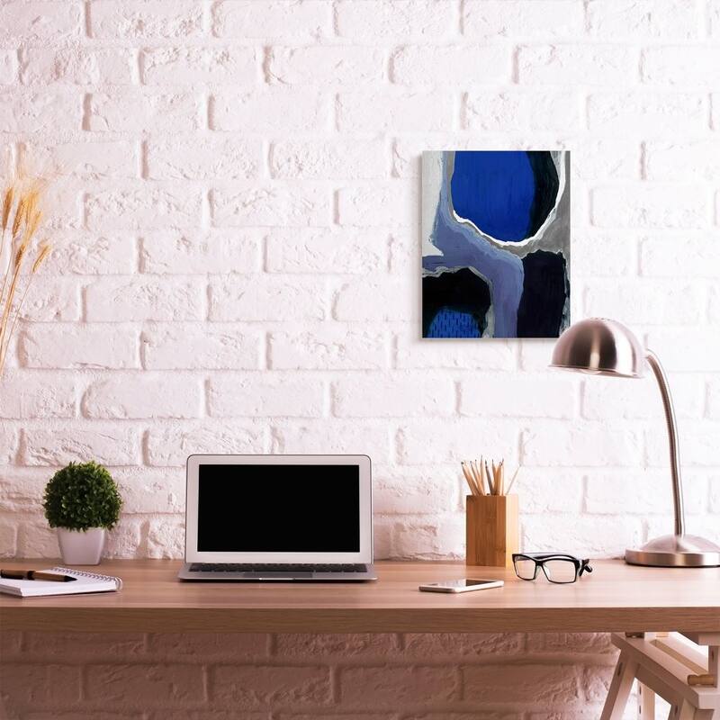Stupell Abstract Masculine Cobalt Blue Grey Black Design Canvas Wall Art