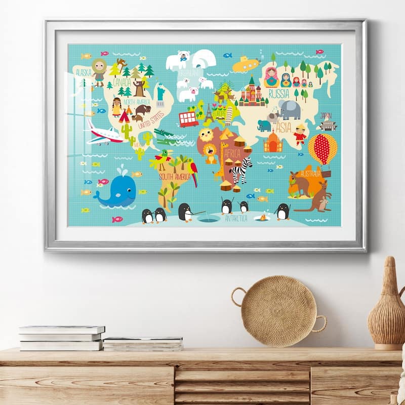 Children's World Map Premium Framed Print - Ready to Hang