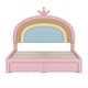 preview thumbnail 3 of 7, Full Size Upholstered Rainbow Design Bed, Velvet Princess Platform Bed with Storage Drawer, No Box-spring Needed