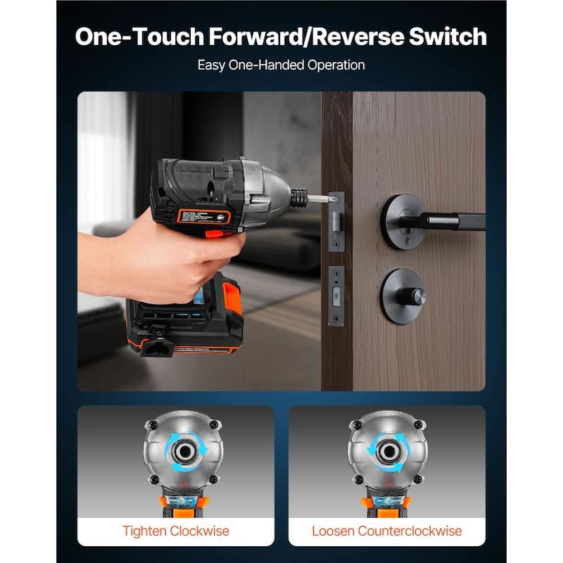 Black Brushless Cordless Impact Driver 20V with Dual Batteries, LED Light and 2-Speed - 11.2 x 5.1 x 12 in