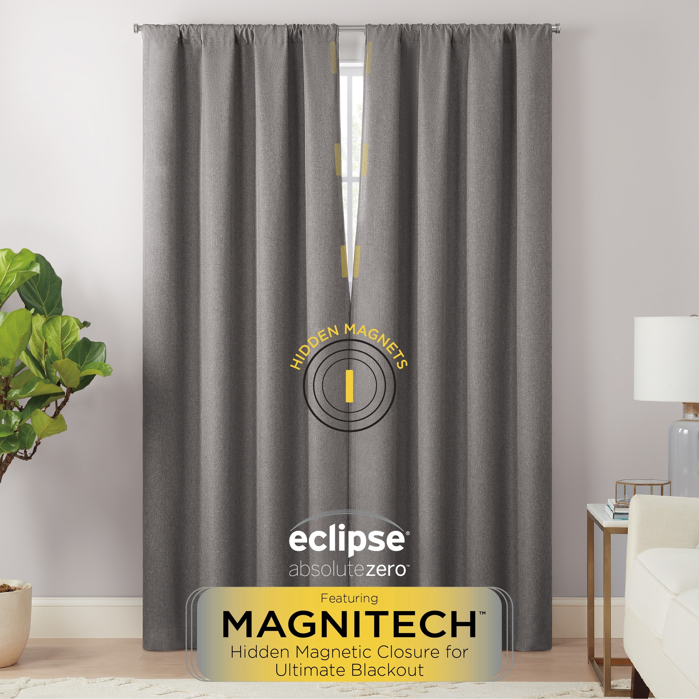 Eclipse Cannes Magnitech 100% Blackout Curtain, Rod Pocket Window Curtain  Panel, Seamless Magnetic Closure (1 Panel) - On Sale - Bed Bath & Beyond -  36763336