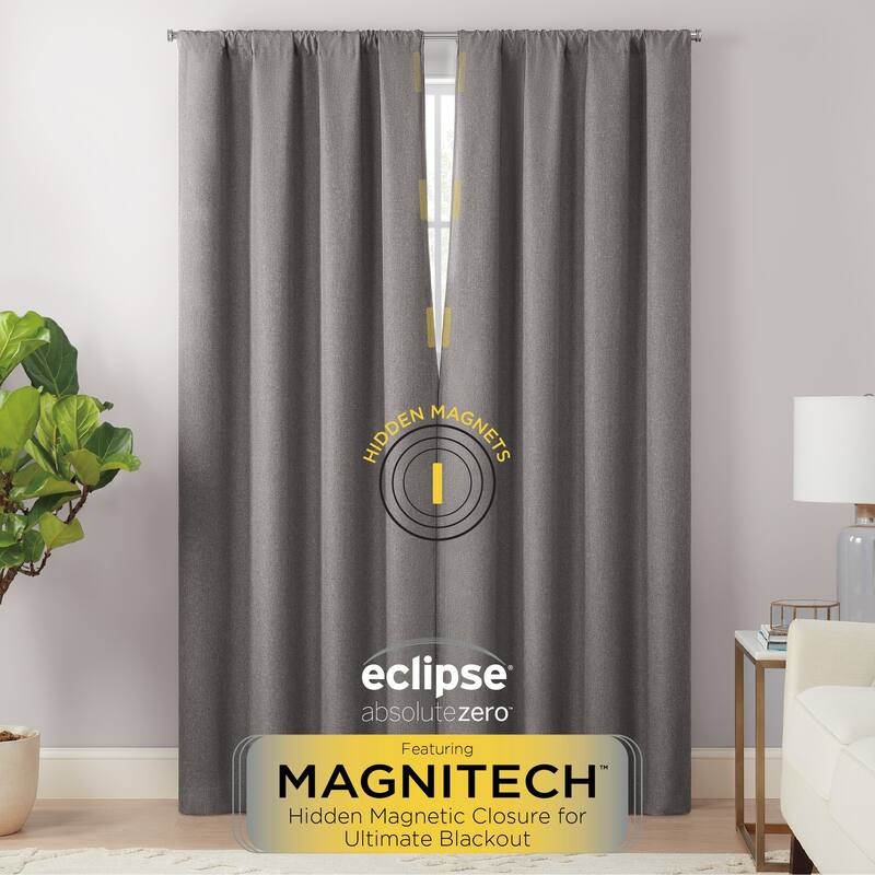 Eclipse Cannes Magnitech 100% Blackout Curtain, Rod Pocket Window Curtain Panel, Seamless Magnetic Closure (1 Panel)