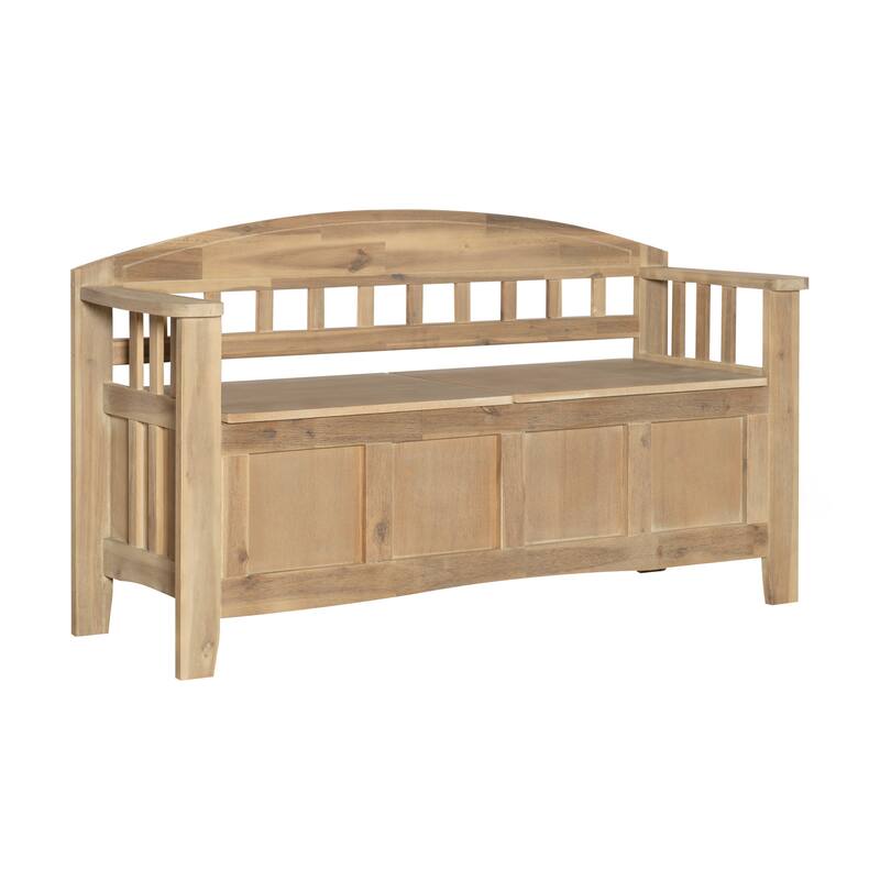 Slatted Back Storage Bench - 52" - Brown