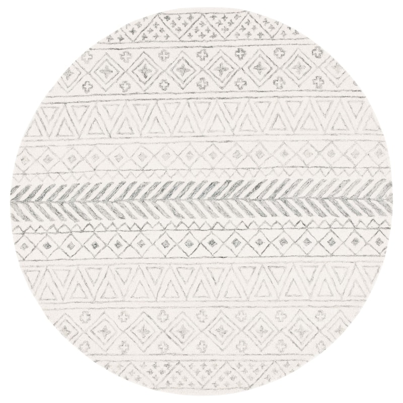 SAFAVIEH Handmade Metro Heloise Moroccan Boho Wool Rug - 6' Round - Ivory/Grey