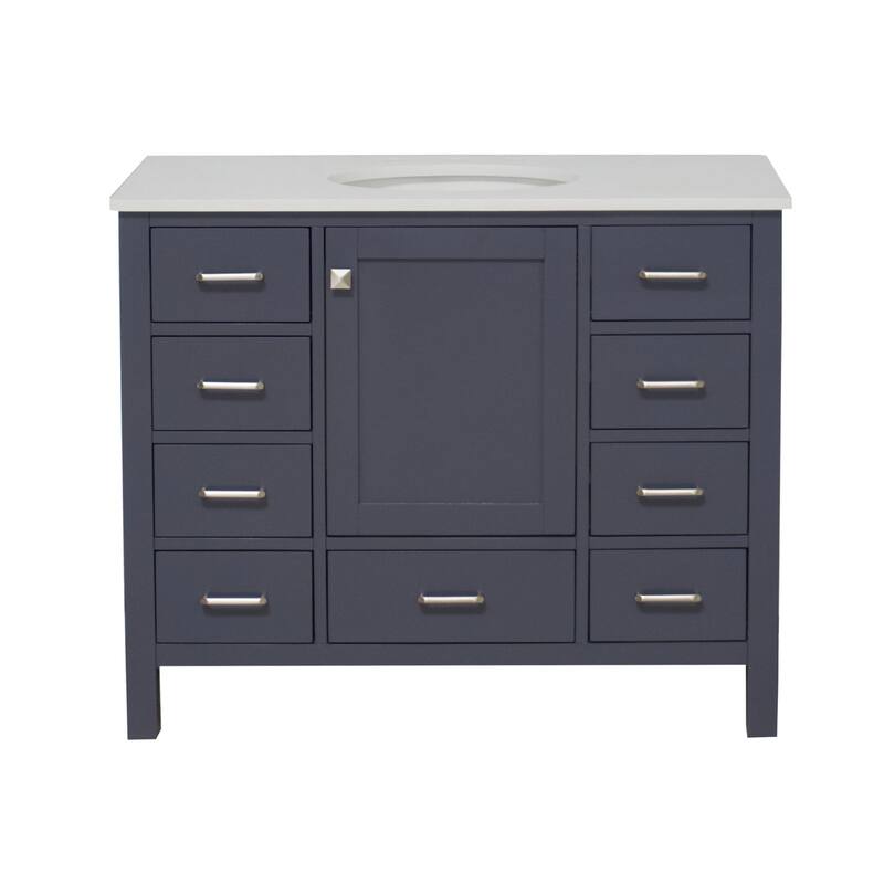 KitchenBathCollection Horizon 42" Bathroom Vanity with Engineered White Top