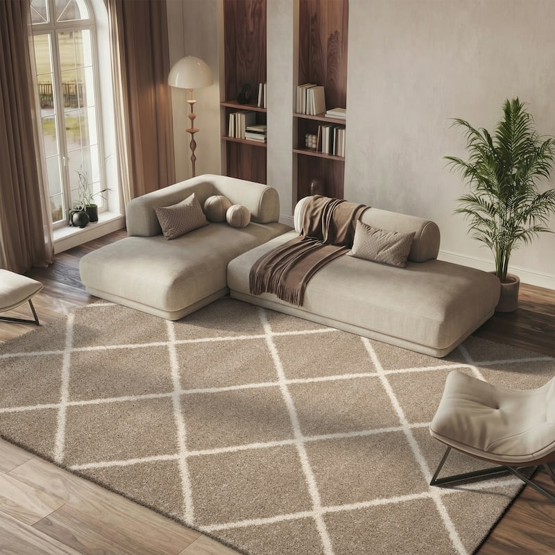 SAFAVIEH Hudson Shag Raili Diamond Trellis 2-inch Thick Rug