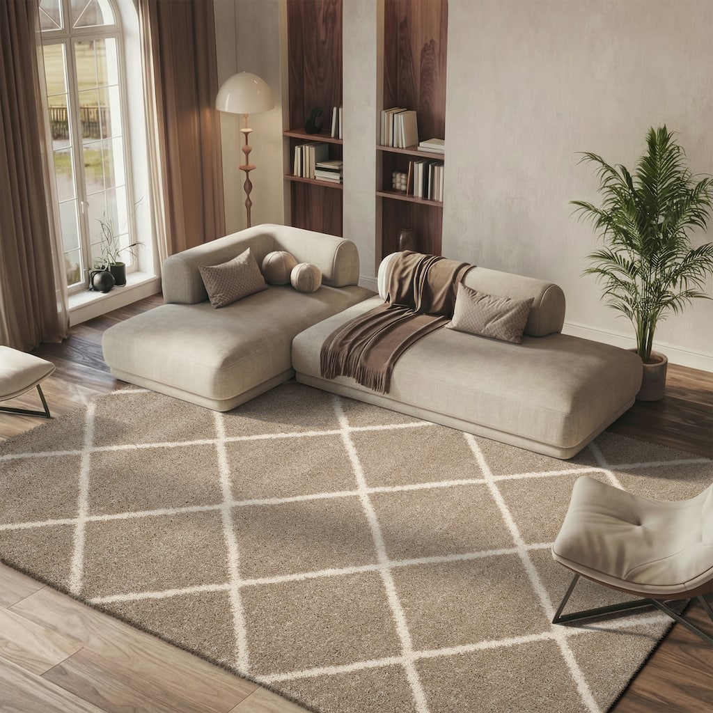 SAFAVIEH Hudson Shag Raili Diamond Trellis 2-inch Thick Rug