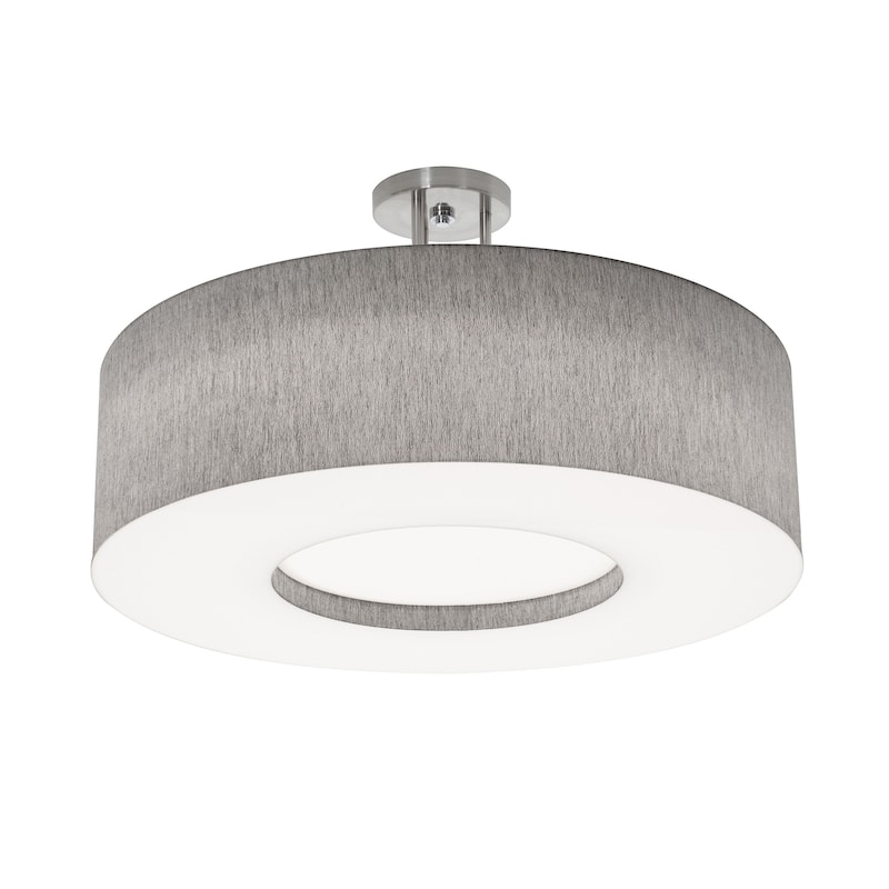 AFX Montclair 24'' Medium Base Semi-Flush Mount - Satin Nickel Finish - Grey