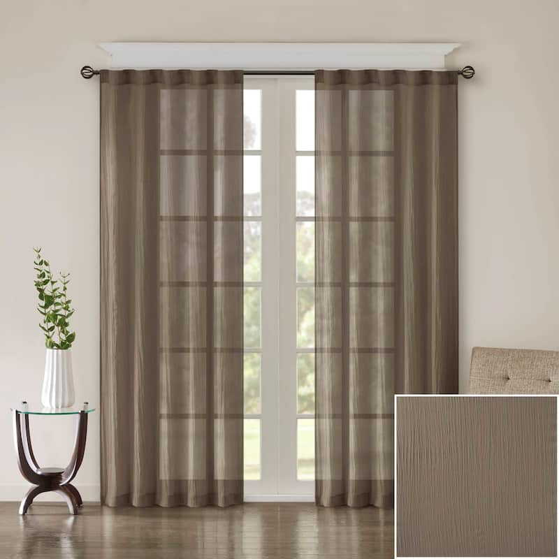 Madison Park Kaylee Solid Crushed Sheer Window Curtain Pair