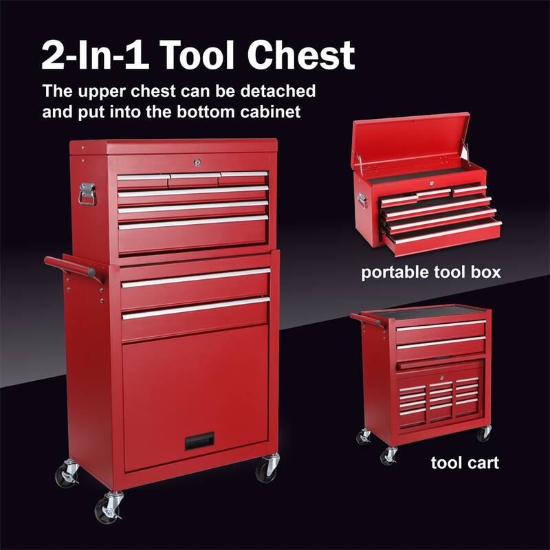 Tool Chest,Rolling Tool Storage Cabinet with Detachable Top Tool Box