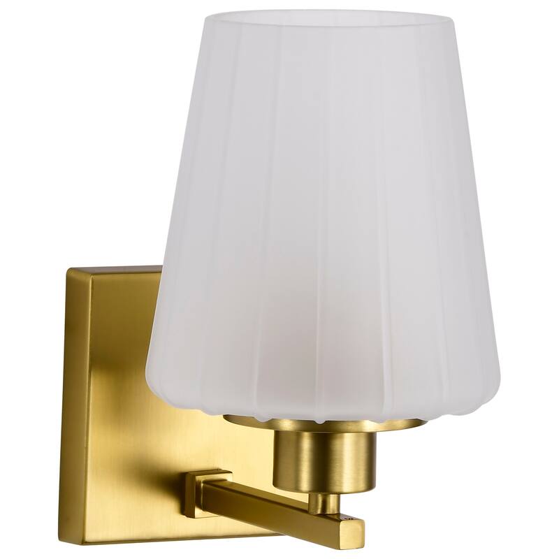 Lune 1 Light Vanity Vintage Brass Finish Etched White Glass - Vintage Brass