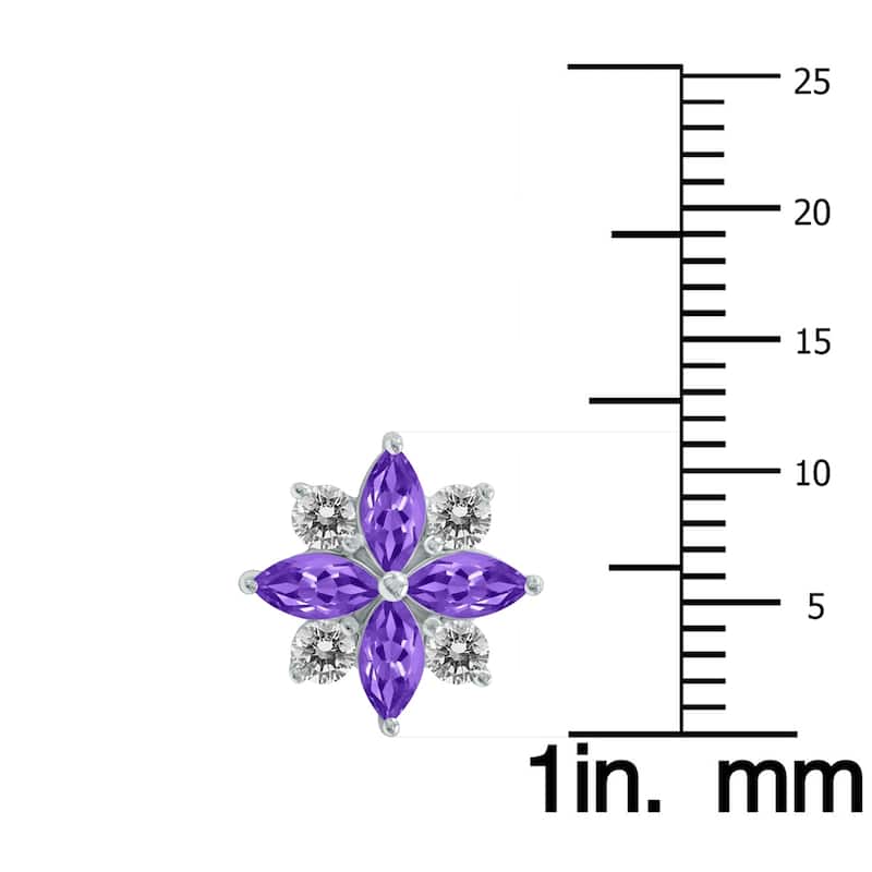 Marquee 1 Carat TW Amethyst and Diamond Flower Earrings in 10K White Gold