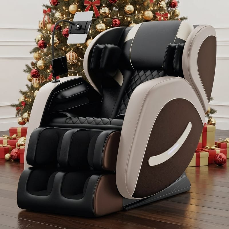 Luxury Zero Gravity Full-Body Massage Chair with Heating, Bluetooth Audio, and Foot Rollers - Home Relaxation Recliner