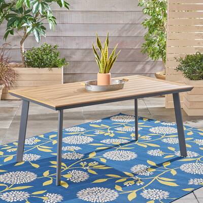 Leeds Outdoor Aluminum and Wood Dining Table by Christopher Knight Home - 63"W x 35.5"D x 28.75"H