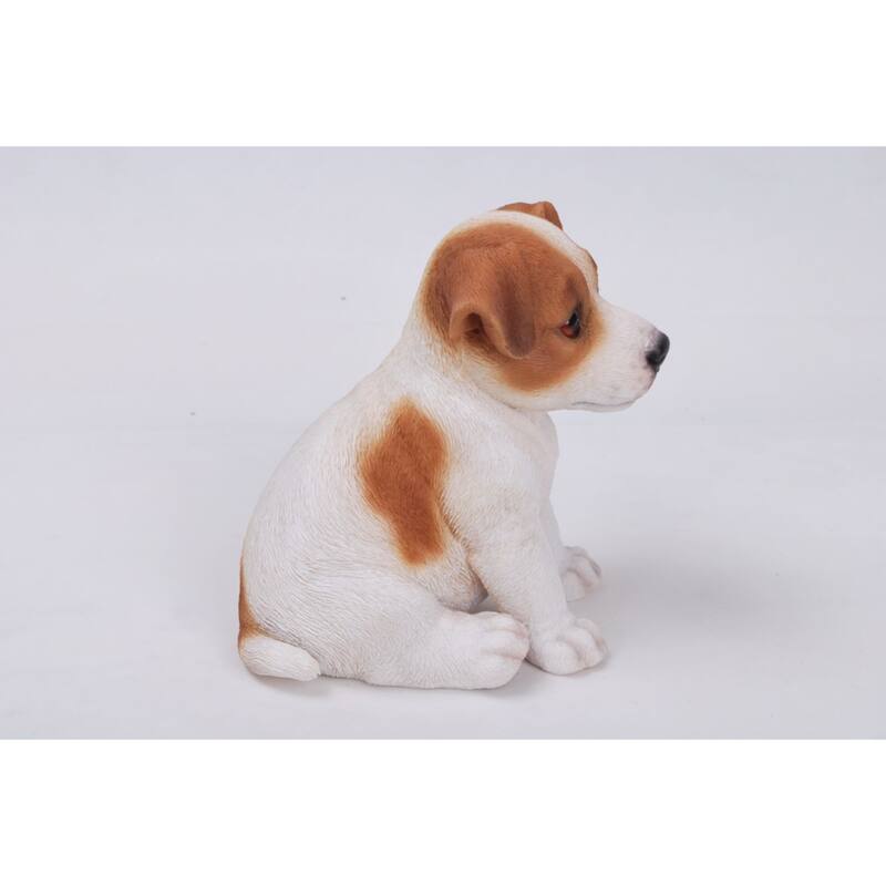 Sitting Jack Russel Terrier Puppy Outdoor Garden Statue - 6.5"