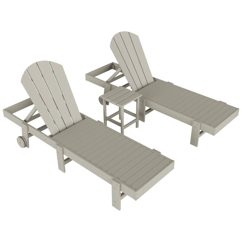 Polytrends Laguna Hdpe All Weather Outdoor Patio Pool Reclining Armless Chaise Lounges (3-Piece Set)