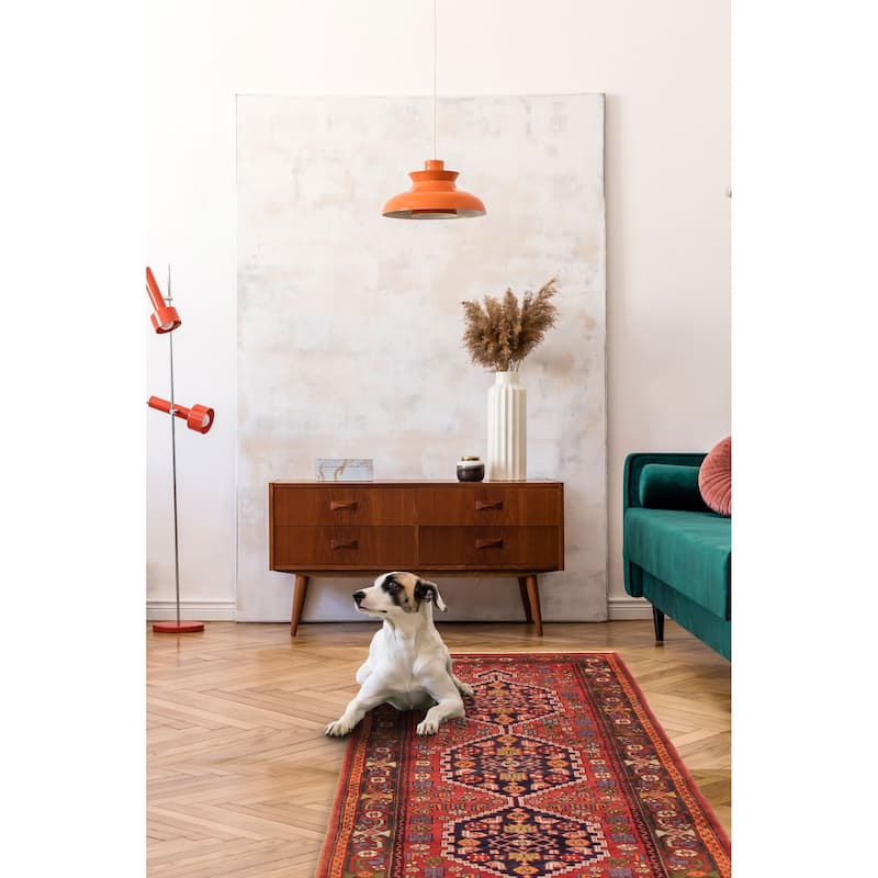 ECARPETGALLERY Hand-knotted Andelz Red Wool Rug - 3'7 x 8'11