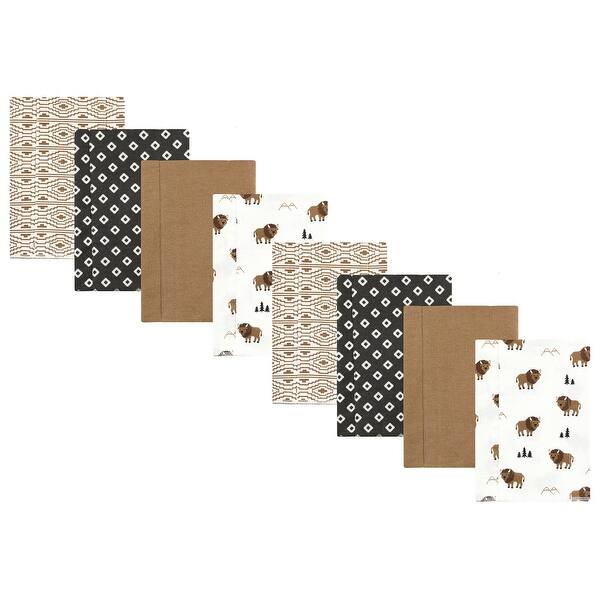 slide 1 of 1, Hudson Baby Boys Cotton Poly Flannel Burp Cloths 8-Pack, Wild Buffalo, One Size - Wild Buffalo 8-Pack - One Size