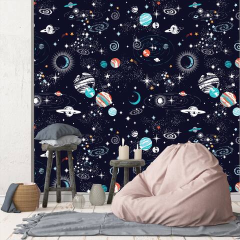Space Planets Constellations Removable Wallpaper - 24'' inch x 10'ft
