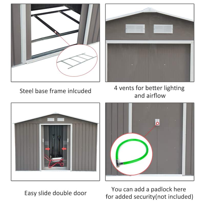 Outsunny Metal Outdoor Shed Organizer & Garden Storage
