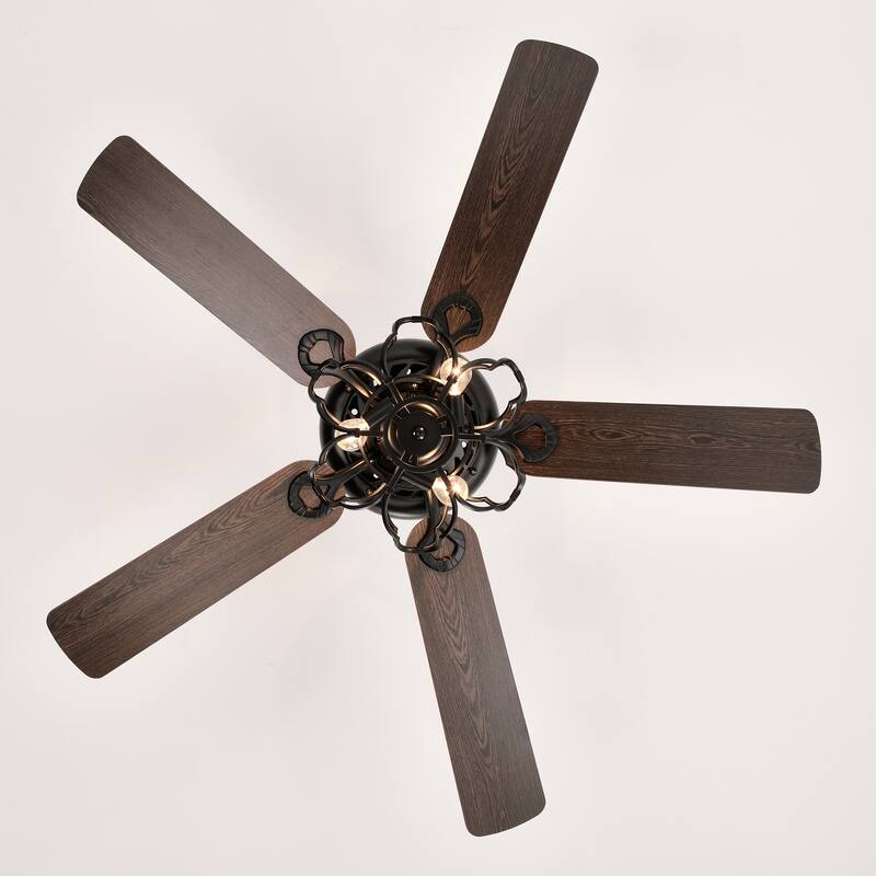 Low Profile Ceiling Fan with Lights(no include bulb),Blade Dark Wood 52inch Ceiling Fan